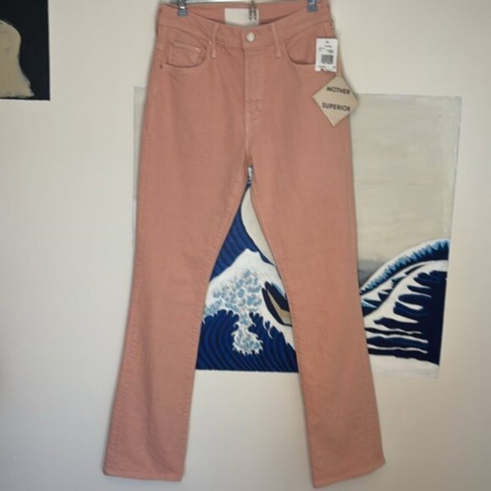 MOTHER The Insider Hover High Rise Straight Jeans in Peach Parfait Size 27 - Picture 3 of 13